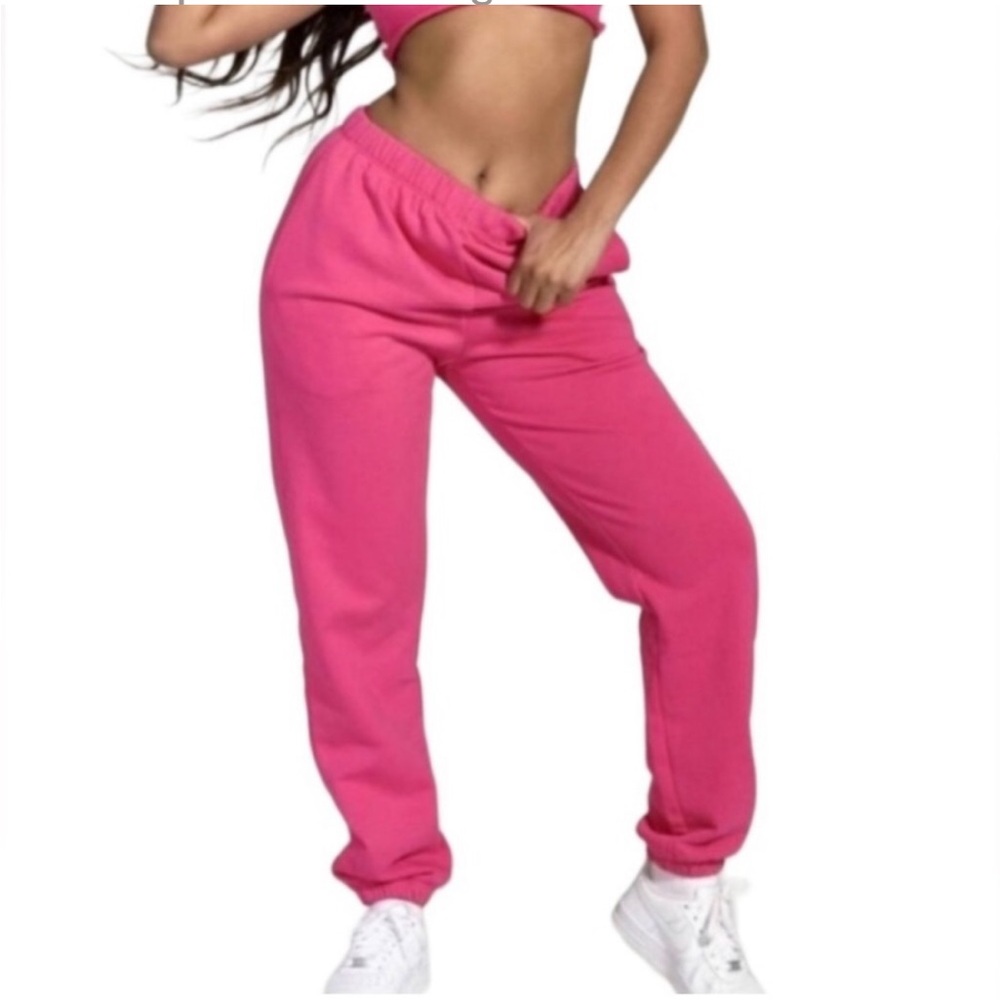 NWOT naked wardrobe M French Terry Sweatpants Pink Nordstrom Cuffed Ankles
